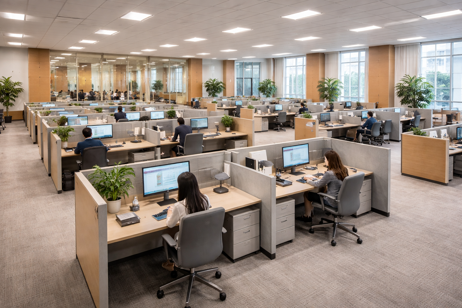 Office building electrician servicing a commercial electrical system